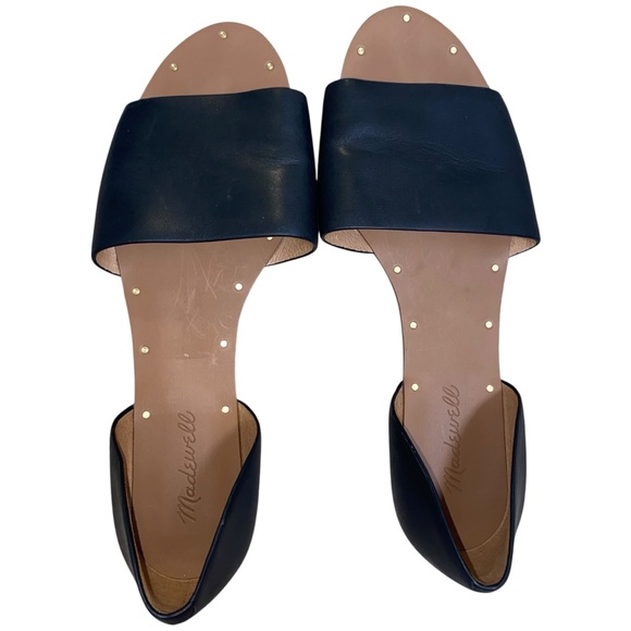 Madewell Thea Leather Black Slip On Sandals Classic Minimalist Size 8.5 - Picture 2 of 7